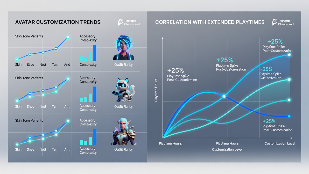 Extended play sessions illustrated through avatar progression in portable games