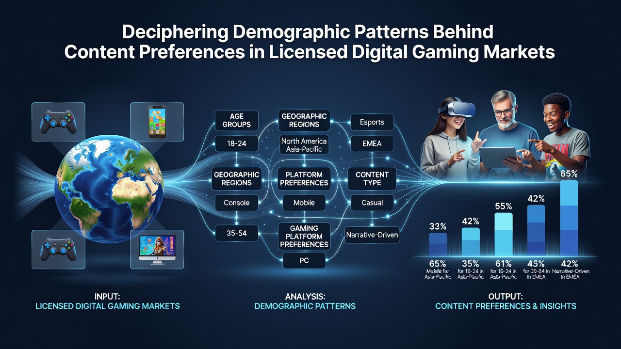 Mobile gaming interface displaying demographic preference data trends