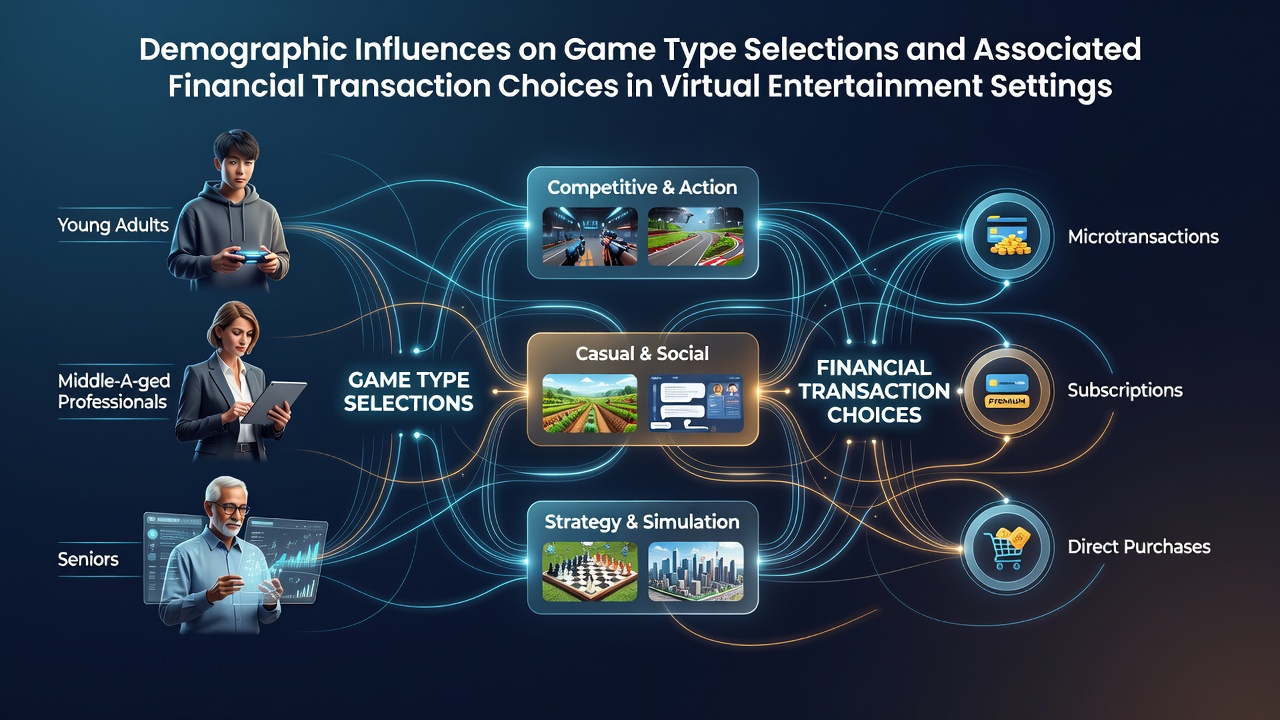 Diverse group of players engaging with virtual entertainment platforms across different age groups and devices
