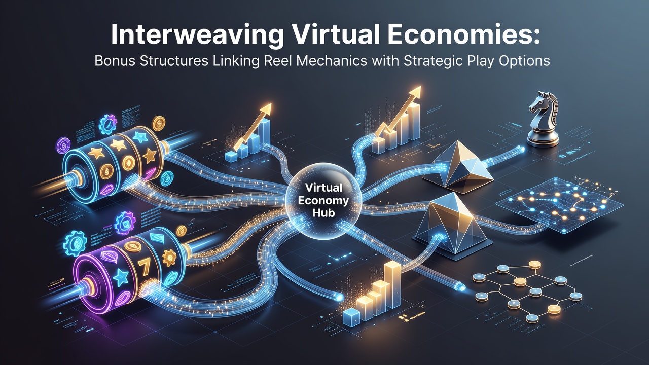 Diagram showing bonus structures that connect slot reel mechanics to strategic play options in virtual gaming economies