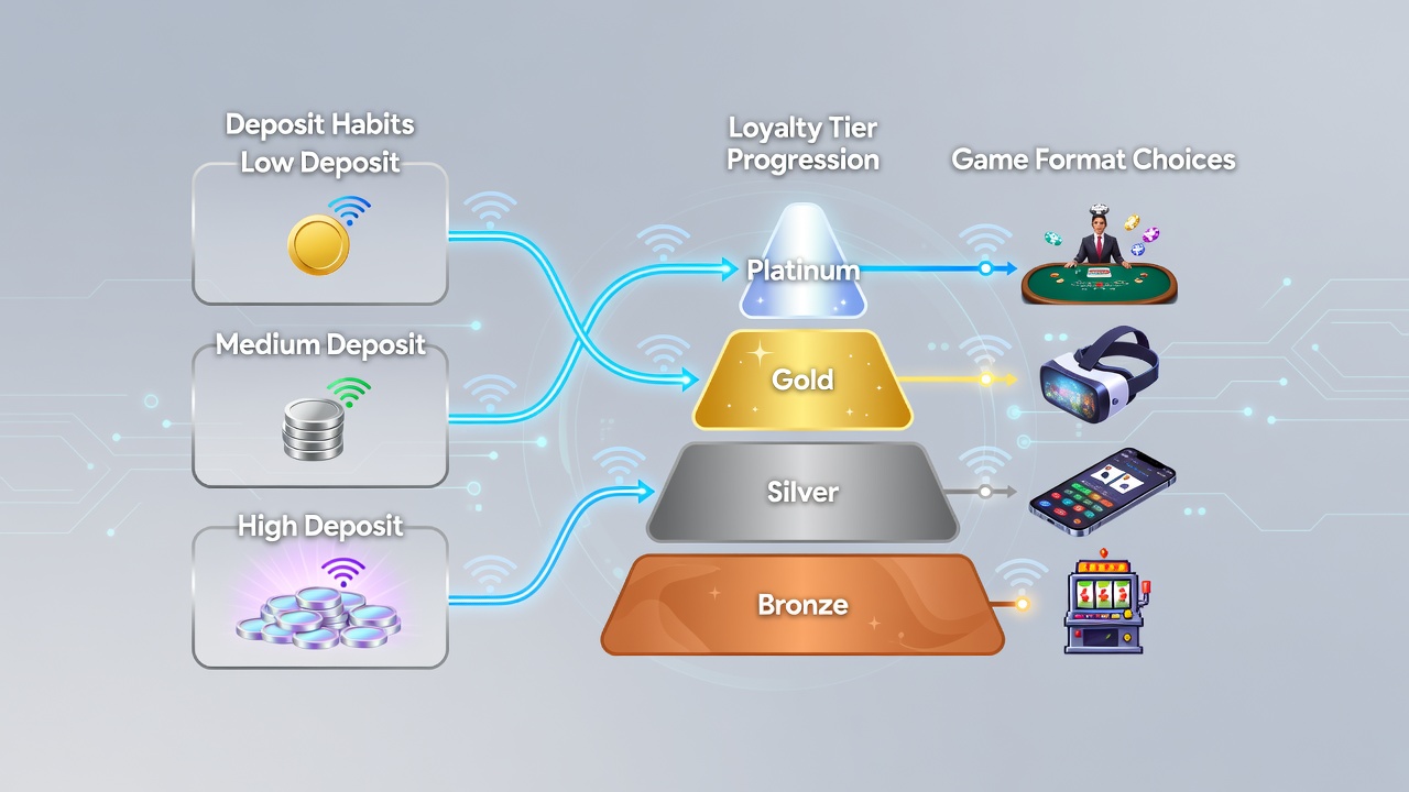 Wireless device displaying tier benefits mapped to slot, table, and live dealer game options